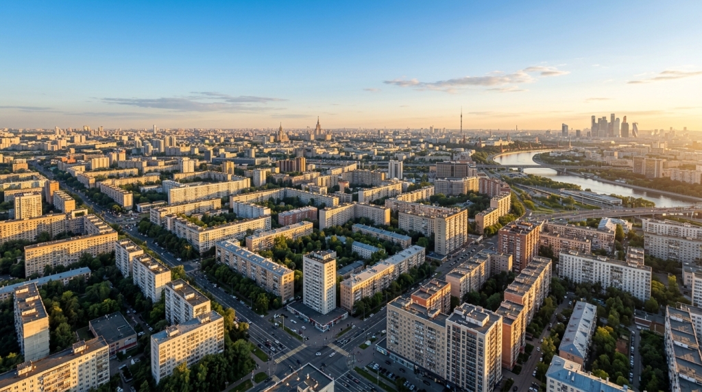 Жилые кварталы Москвы с высоты