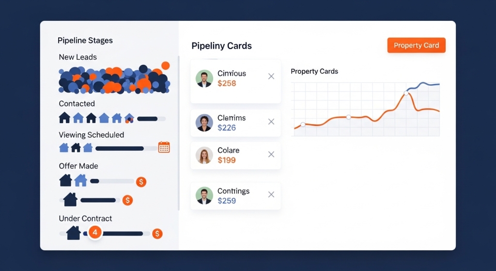 CRM для агентства недвижимости — дашборд и воронка продаж