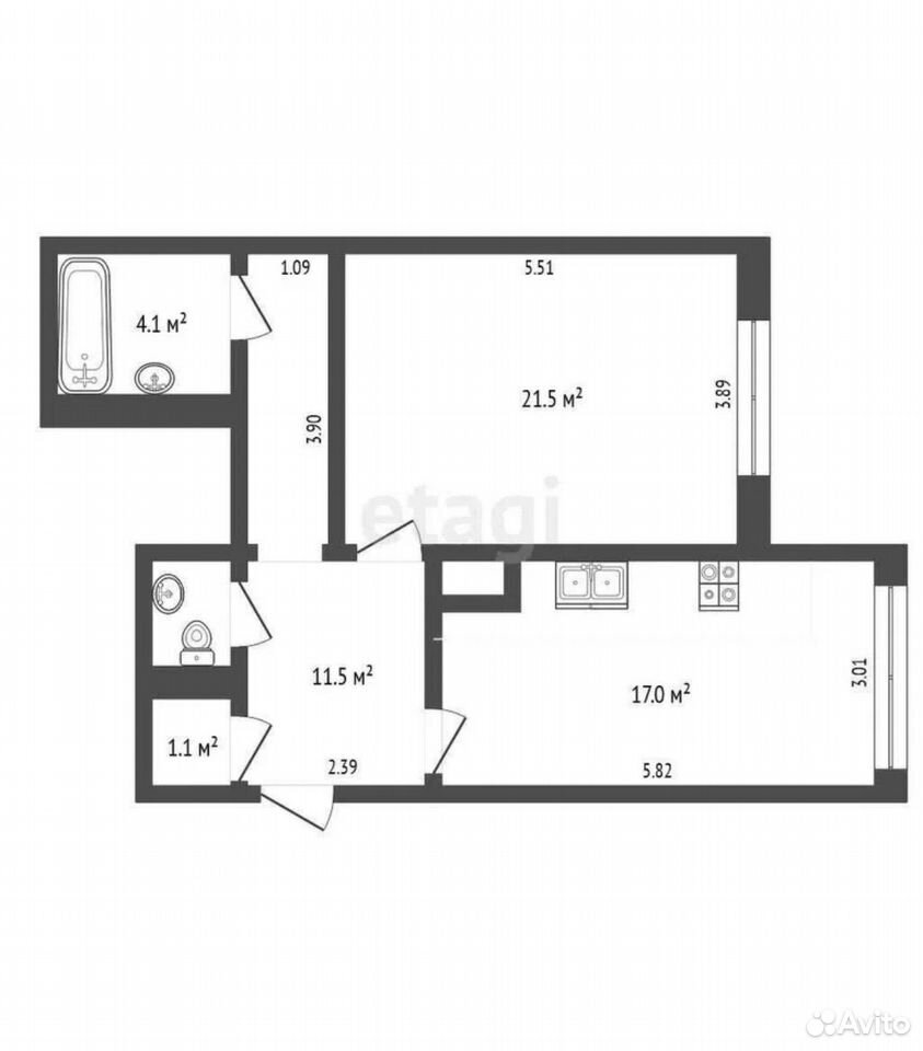 1-комнатная квартира 52 м², Новый Уренгой — фото 2