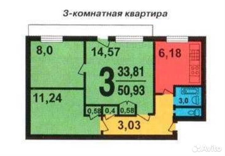 3-комнатная квартира 51 м², Москва — фото 3