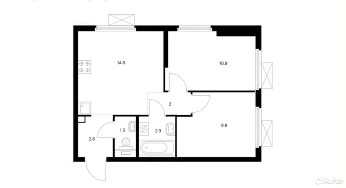 2-комнатная квартира 45 м², Москва — фото 4
