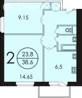 2-комнатная квартира 37 м², Москва — фото 3
