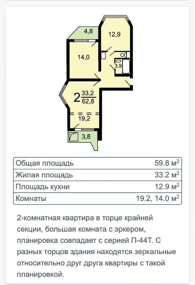 2-комнатная квартира 64 м², Москва — фото 5