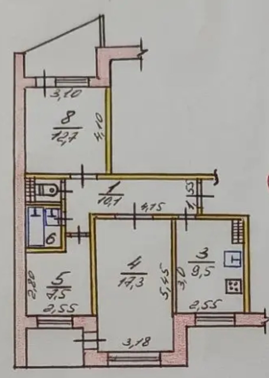 3-комнатная квартира 65 м², Симферополь — фото 4