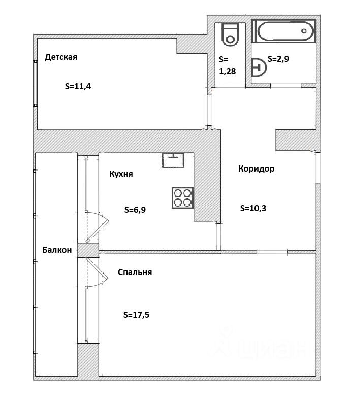 2-комнатная квартира 56 м², Москва — фото 4