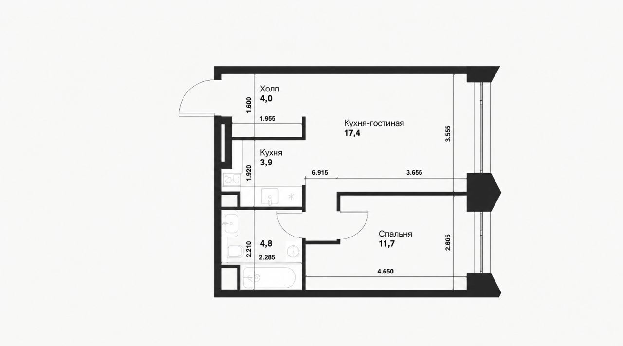 Фото 6 из 14: 2-комнатная квартира, 41,7 м²