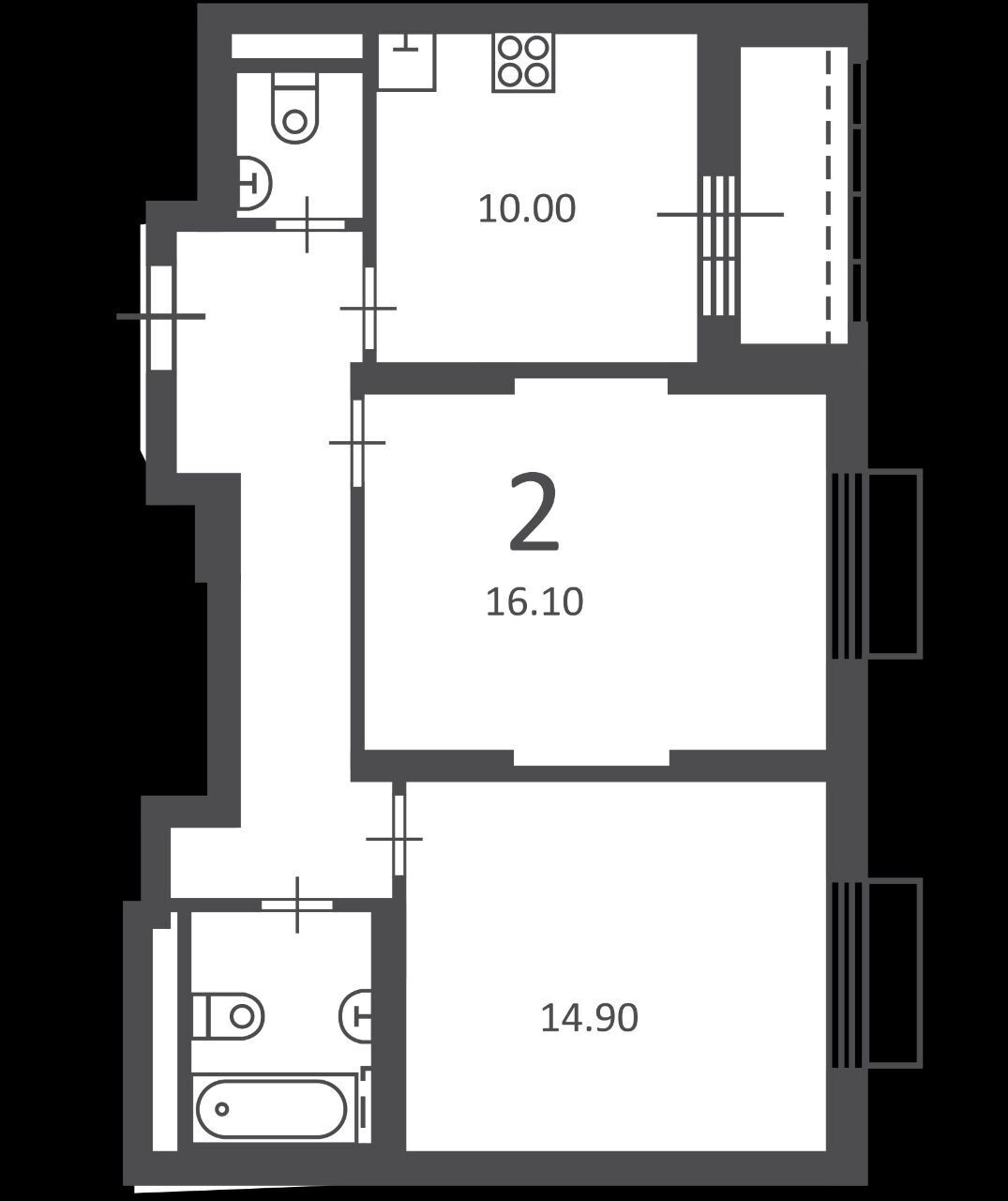 Фото 10 из 10: 2-комнатная квартира, 56,3 м²