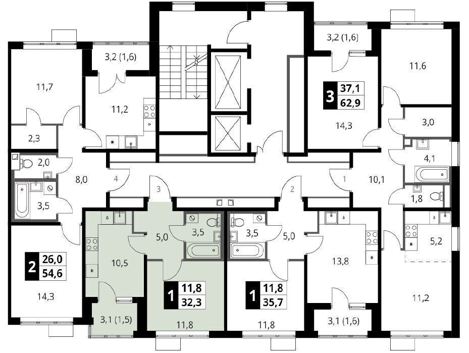 Фото 8 из 14: 1-комнатная квартира, 32,3 м²
